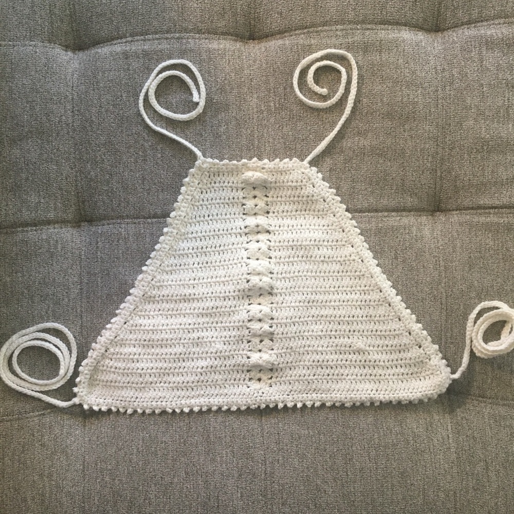 New handmade White Crochet Halter Top